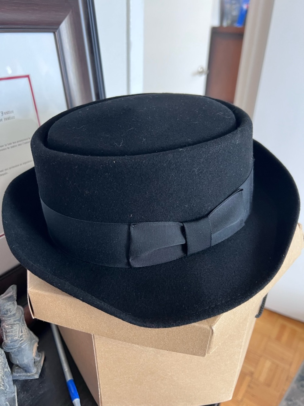 Goorin Bros Black Wool Bowler Hat with Grosgrain Trim